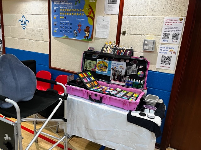 Face painting kit at a party in Telford